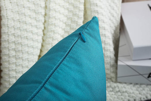 TangDepot Handmade Decorative Throw Pillow Covers, 100% Cotton Canvas, (12"x18", Blue Ashes)