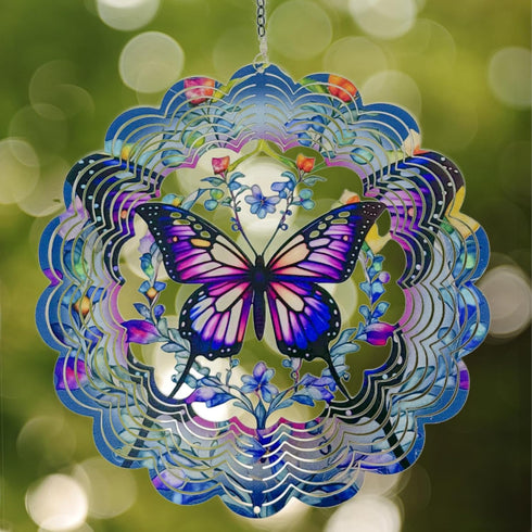 Wind Spinners Outdoor Butterfly Decorations, 12 Inch 3D Hanging Wind Sculptures for Garden Decor, Birthday Gifts