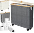 Bamboo Toilet Paper Storage with Lid and Wheels, Bathroom Toilet Storage Basket