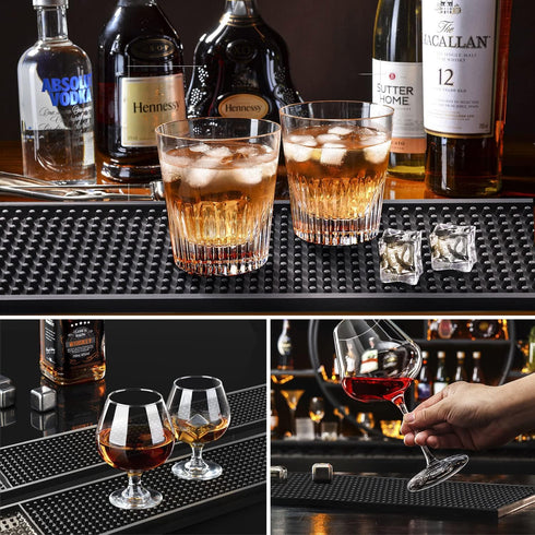 Facmogu 2PCS Rubber Bar Mats - 24x3" Coffee Bar Countertop Spill Mats, Non-Slip Heat Resistant Tabletop Protection Mat