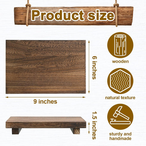 Rustic Wood Riser Tray for Kitchen Sink, Bathroom Soap Stand and Display for Bottles, Candles, Dishes - Brown, 9 x 6
