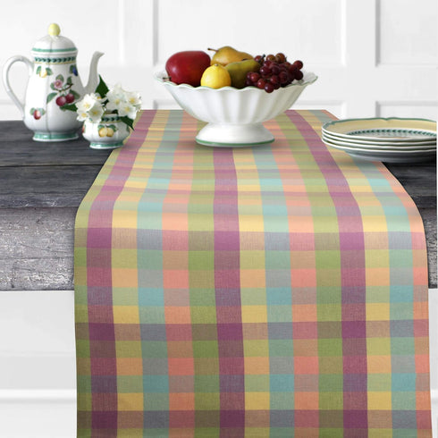 Urban Villa Easter Table Runner - 100% Cotton Fused Table Runner, Easter Special Buffalo Check 14" x 72''