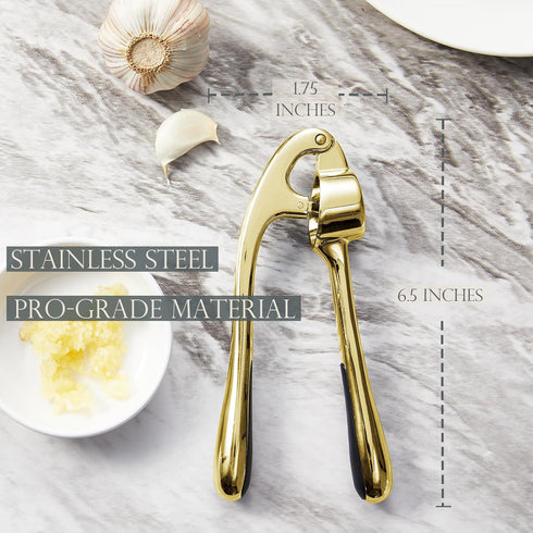 Set, Kitessensu High Effective Premium Garlic Press With Silicone Garlic Peeler & Brush, Heavy Duty Garlic Mincer, Easy