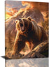 Forest Bear Decor Wall Art, Canvas Print Framed Artwork for Bathroom, Bedroom, Living Room - 12x16
