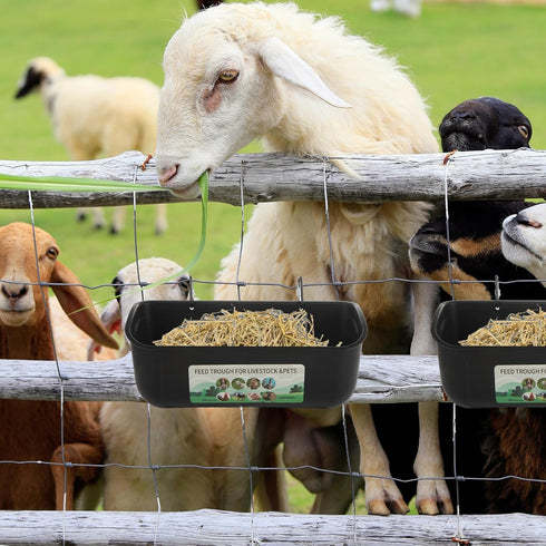 6 5 PCS Black Goat Feeder Hanging Pig Feeder with Clips Quart Chicken Feeder Trough Poultry Feeder Hanging Goat Mineral