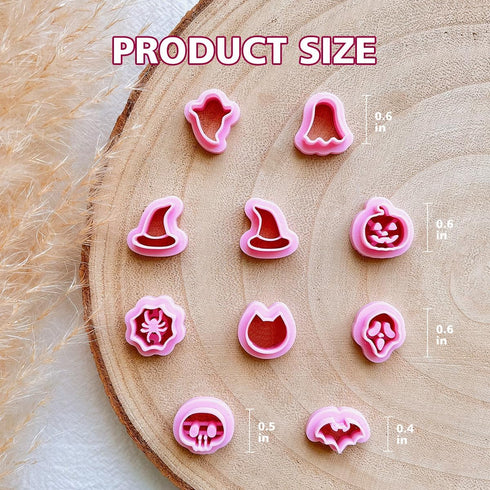 KEOKER Halloween Polymer Clay Cutters - 10 Shapes for Earrings, Pumpkin Clay Cutter for Halloween