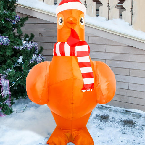 5 Ceenna ft Large Lighted Christmas Inflatable Chicken Built in Colorful LED Light up Inflatable Turkey Blow up Chicken