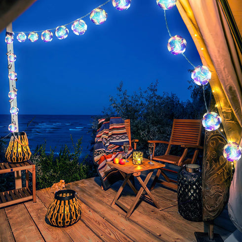 20 10ft AceList LED Globe Disco Ball Mirror String Lights, USB&Battery Powered Fairy Lights, Eid Ramadan Decoration