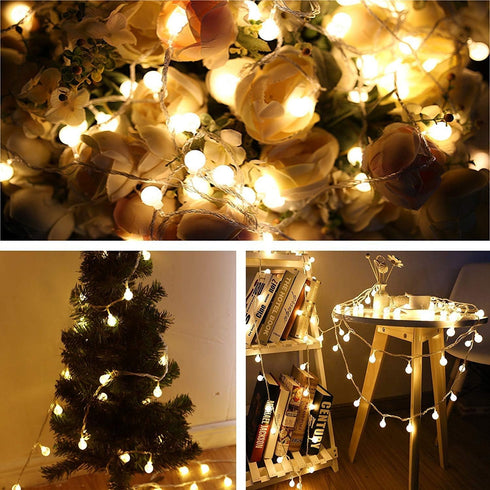 WFGGEH 20ft 40 Globe USB String Lights, LED Globe USB Powered Fairy Lights Warm White for Party Birthday Christmas Home