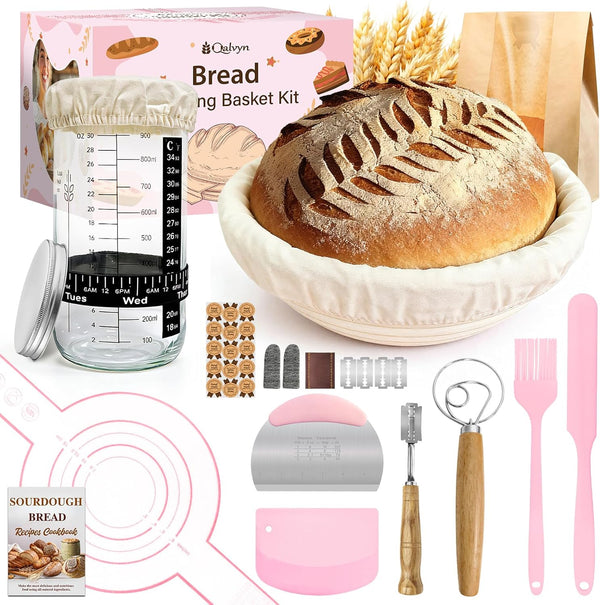 Beginner Sourdough Starter Kit, Sourdough Bread Baking Supplies, Banneton Bread Proofing Basket