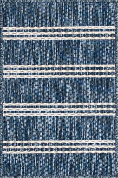 Unique Loom Anguilla Outdoor Collection Area Rug, Blue/Ivory, 2' x 3' 1' Rectangle