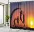 Ambesonne Teen Room Shower Curtain, Boys Playing Basketball at Sunset, 69" W x 70" L, Dark Coral Black Yellow