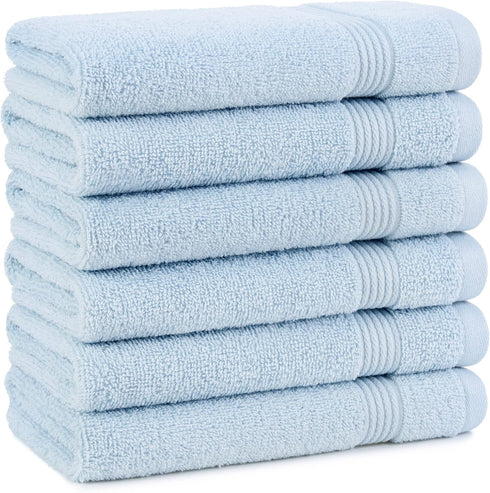 Arkwright Solid Hand Towels, Pack of 6, 100% Cotton 600 GSM Soft