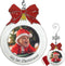Baby's 1st Christmas Photo Ornament - 2025 Charm, Bulb Shape with White Glitter & Red Bow - Gift-Storage Bag Included,