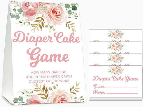 Gihyan Baby Shower Game Set, Diaper Cake Games(1 Standing Sign + 50 Finding
