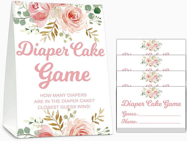 Gihyan Baby Shower Game Set, Diaper Cake Games(1 Standing Sign + 50 Finding