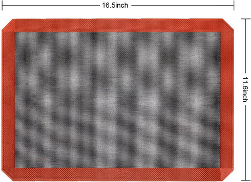 Silicone Baking Mat, Nonstick Food Safe Tray Pan Liners for Making Cookies, Macarons, Bread (16.54"x11.61"/2 Pack)