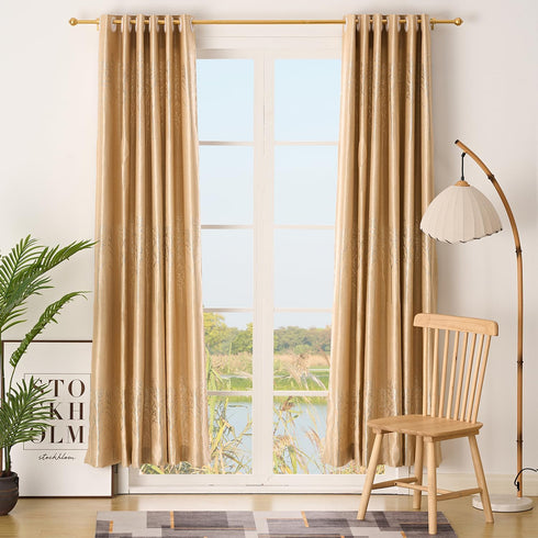 Heavy Duty 3/4" Adjustable Decorative Curtain Rod Set, Gold, for Windows 30 to 80 Inch