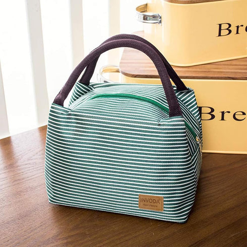 2PCS Reusable Lunch Tote Bags, Portable Insulated Lunch Cooler Bag for Picnic Office Beach (Green+Red)