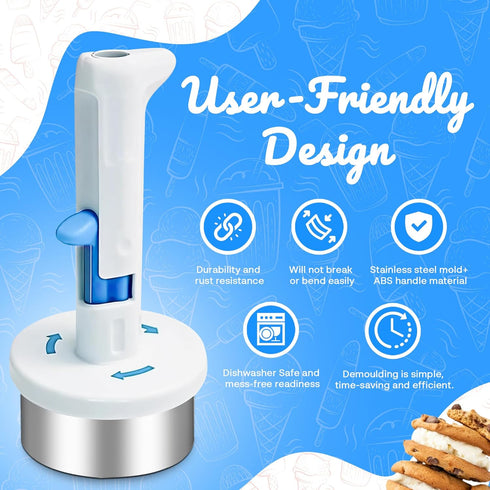 Generic Ice Cream Sandwich Maker Tool, Stainless Steel Ice Cream Cookie Sandwich Maker, Easy Release Sandwich Cookie