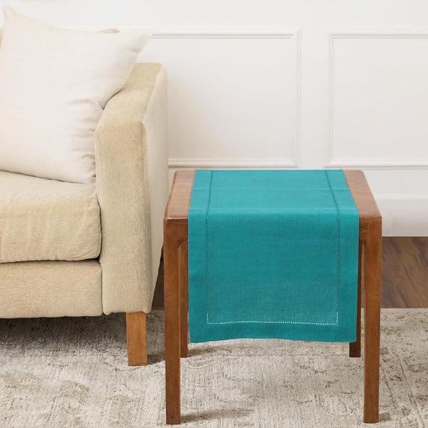 Solino Home Linen Hemstitch Table Runner 36 Inches - 100% Pure Linen