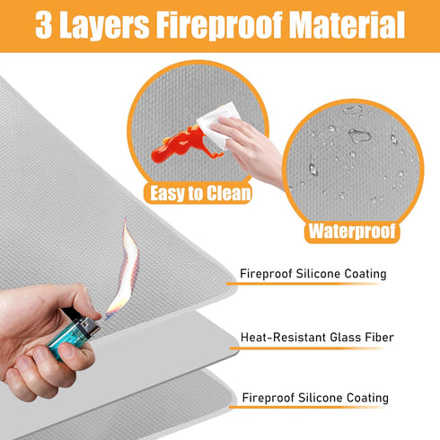 Heat Resistant Mat for Air Fryer, 16 x 24in Heat Resistant Mat for Countertop, Fireproof Silicone Countertop Protector Appliance Slider Mat for Air Fryer, Coffee Maker, Toaster, Oven (Grey) by Amerbro