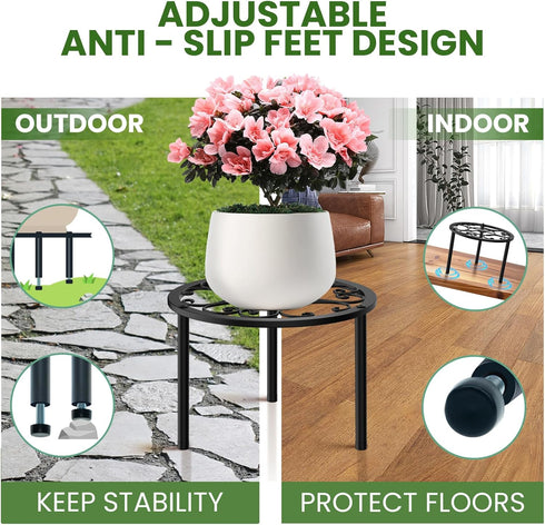 2-Pack 10-inch TOSKING Heavy Duty Metal Plant Stands - Decorative Round Plant Stand, Adjustable Leveling Feet