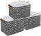 CLOCOR Collapsible Rectangular Storage Basket - 3 Pack Grey Arrow, Waterproof Coating, Handles for Organization