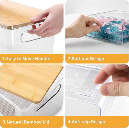3Pcs Extra Large Laundry Room Organization and Storage, Stackable Storage Drawers, Trash Bag Holder Under Sink, Garbage