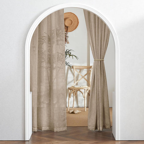 95 inches, 52" 2 RYB HOME Khaki Linen Curtains Rod Pocket & Back Tab Linen Blend Boho Elegant Light Filtering Stain