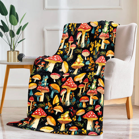 Knerova Cozy 50"X40" Mushroom Blanket Mushroom Decor Animal Throw Super Soft Plush Flannel Fleece Blanket Gift for Kids