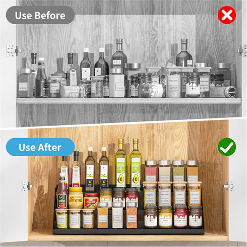 3-Tier, Countertop, BOIVSHI Spice Organizer, Spice Rack for Expandable Spice Organization for Cabinet Expandable Width