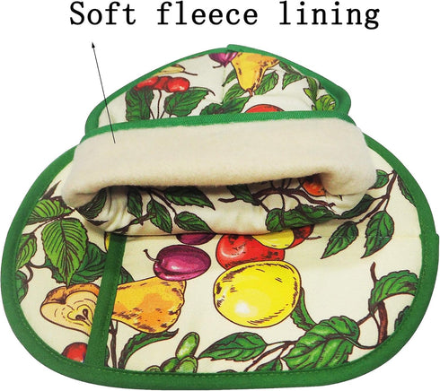 Pot Holders Set of 2, Heat Resistant Kitchen Oven Gloves with Transparent Silicone Shell and Fruit Flower Lining