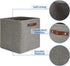 Temary 13 Inch Fabric Storage Baskets, Set of 4 Cube Bins for Home and Office with Leather Handles in Grey