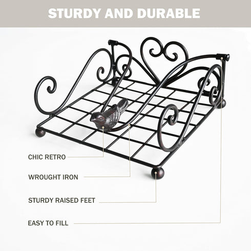 Napkin Holder for Paper Napkins, Forged Metal Table Napkin Holders for Kitchen Countertops and Outdoor Tables