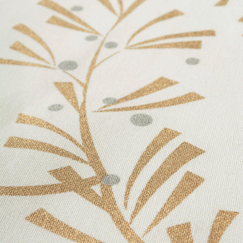 DII Holiday Dining Table Linen - Metallic Fabric Christmas Table Runner, 14x108, Gold Holly Leaves