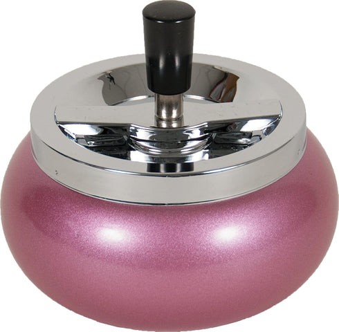5.5" Large Metal Spinning Ashtray - Metallic Glitter Rounded Bottom, Pink