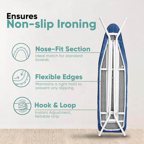 Home Intuition Iron Scorch Resistant Ironing Board Cover and Pad, 15x54, Standard Size, Blue