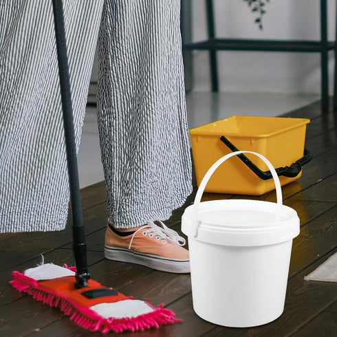 2pcs Heavy Duty Portable Household Bucket Tub with Treasure Grade Lid, Kitchen Food Buckets for Pets & Storage