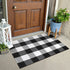 KIMODE Buffalo Plaid Front Door Mat, 24"x35", Black and White Checkered Cotton Woven Rug