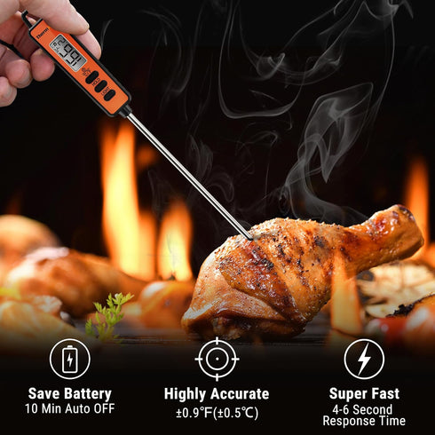 ThermoPro TP01A Digital Meat Thermometer for Cooking, Instant Read with Super Long Probe, Backlit, Lock Function