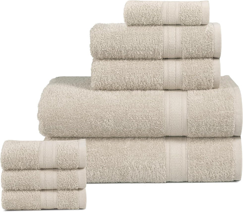 BolBom*S 8 Piece Towel Set Ultra Soft 100% Pure Cotton, 2 Large