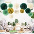 NICROLANDEE 12 PCS Green Wedding Party Decorations, Emerald Green Ivory Tissue Paper Pom Poms for Baby Shower