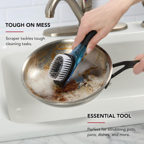 KitchenAid Soap Dispensing Sink Brush with Easy to Fill Handle, Nylon Bristles for Tough Cleaning, Comfort Grip Handle