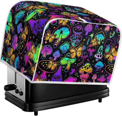 Gomyblomy Mushroom Butterfly Toaster Cover, Polyester Fabric Dustproof Cover for Kitchen, Washable Microwave Oven