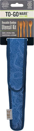 Premium Reusable Bamboo Utensil Travel Set, Eco-Conscious Blue Topo Includes Fork, Knife, Spoon, Chopsticks
