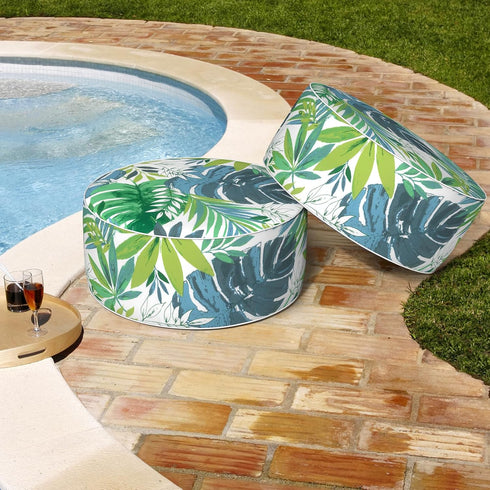 21x9 Inch Patio Inflatable Ottoman, Portable Stool Ottoman with Handle, Outdoor Round Footrest Stool for Garden