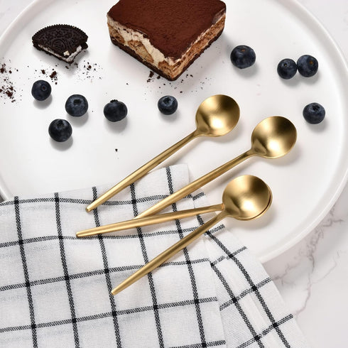 IMEEA Gold Espresso Spoons, Stainless Steel Mini Teaspoons, 5.1-Inch, Set of 6 for Coffee