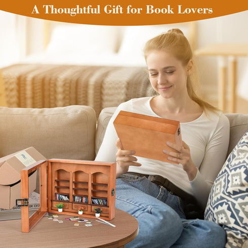 Pawnoc 200 1 3 1 Anxiety Bookshelf with Mini Books, Mini Library Decor, Shake Away Your Anxiety, Includes Bookshelf