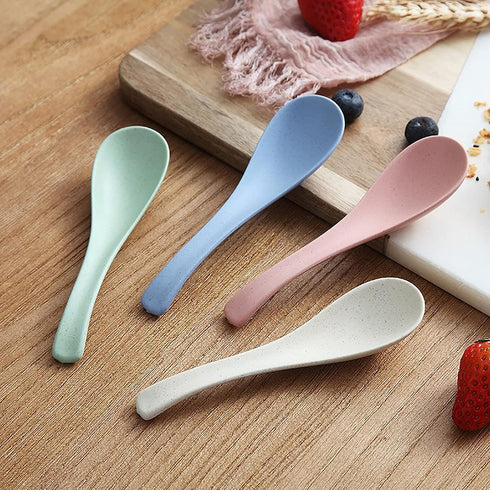 WUWEOT 24 Pack Wheat Straw Soup Spoons, 6 Inches Colourful Unbreakable Meal Spoon for Kids and Adults